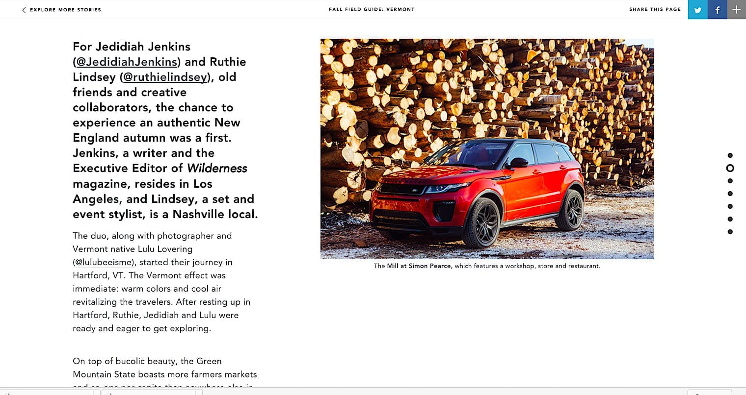 Land Rover Fall Field Guide layout