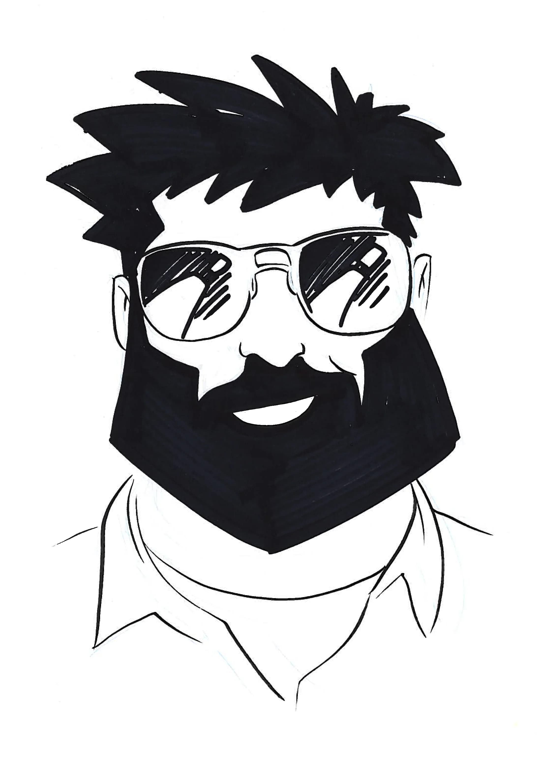 Illustrated portrait of Drew Michael Lewis